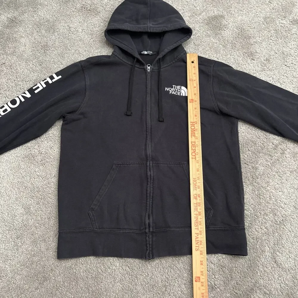 The North Face Mens Graphic Zip Hoodie Sweater Size Medium Black Cotton